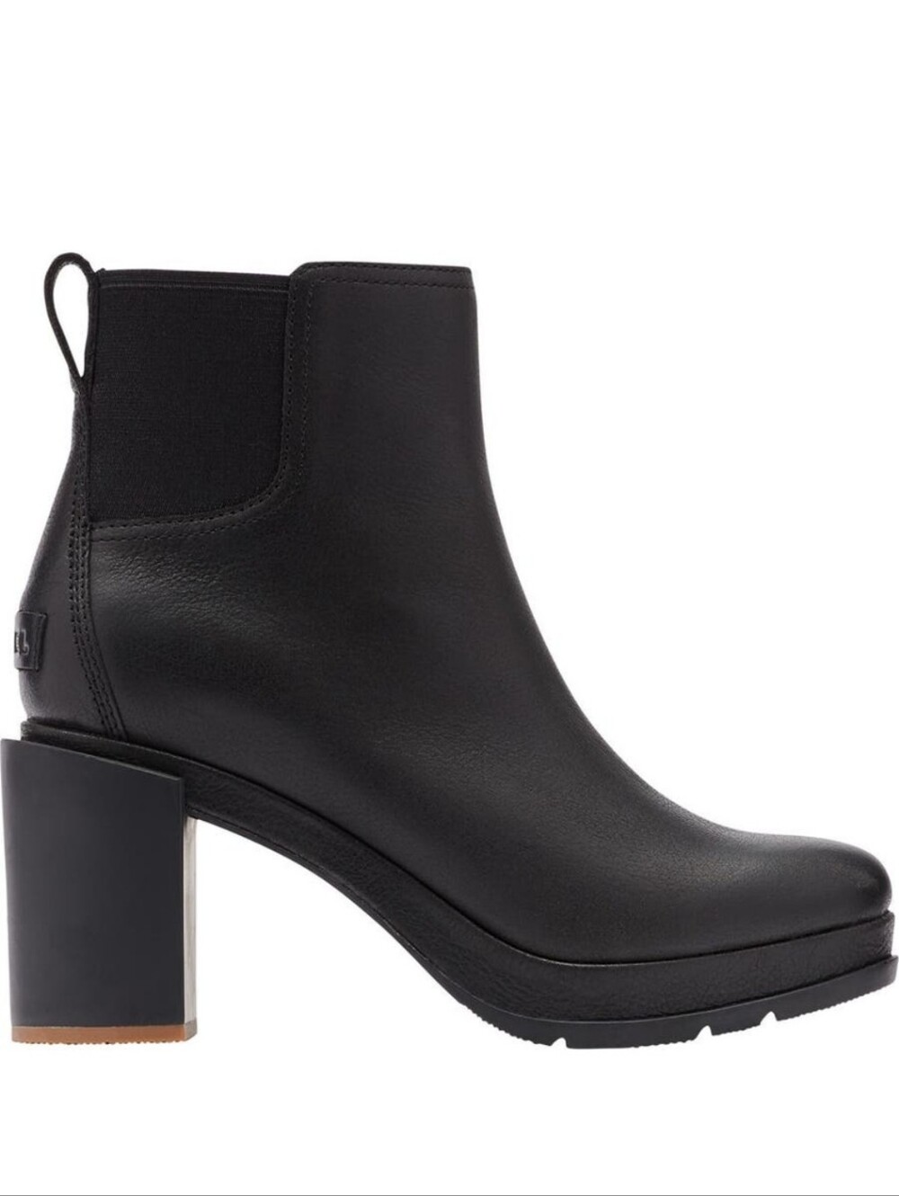 Sorel Black Leather Block Heel Chelsea Boots Size 8